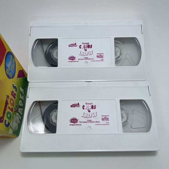 Barney Colors & Shapes Sing-Along Bonus 2-Pack VHS Video Tapes Set Blue Rainbow - Picture 3 of 3